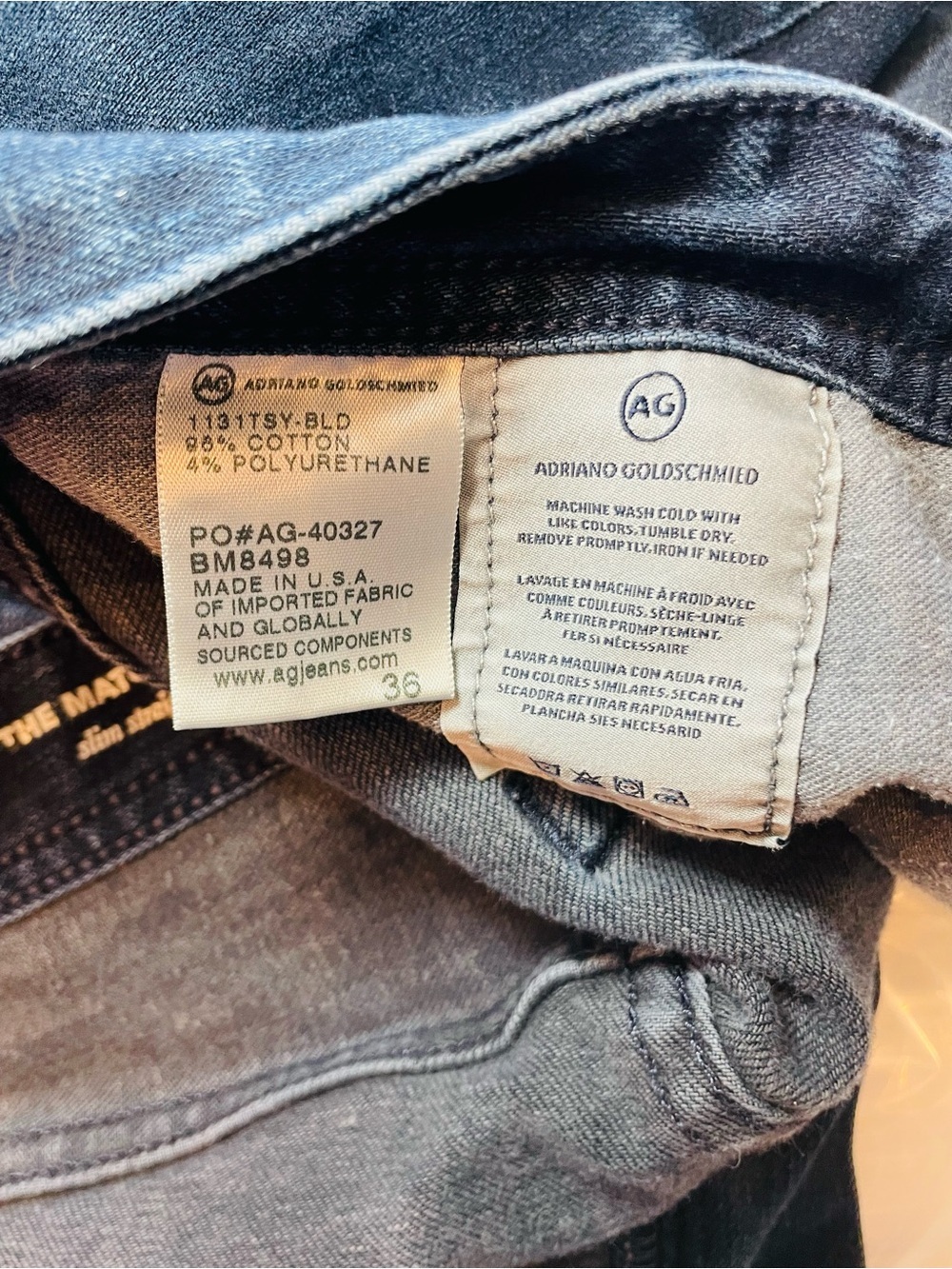 Ag Adriano Goldschmied Men’s Slim Straight Jeans in Dark Blue Wash - Picture 10 of 10
